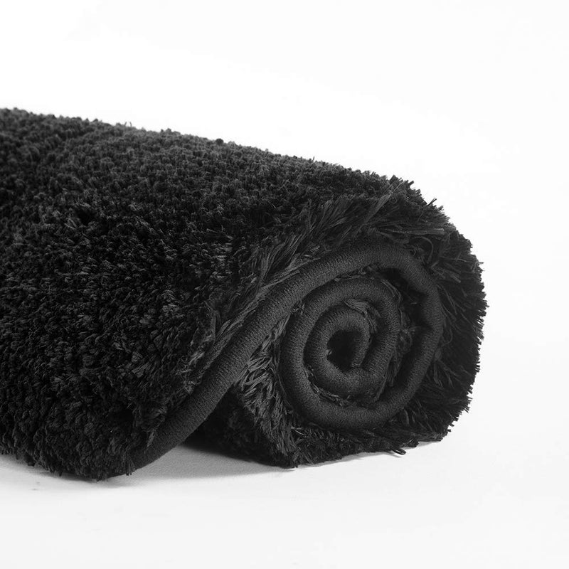 SuchTale Large Extra Soft Absorbent Shaggy Bath Mat (24 x 40, Black) Machine Washable Microfiber Non Slip Luxury Floor Mats Rubber Back - Image 1